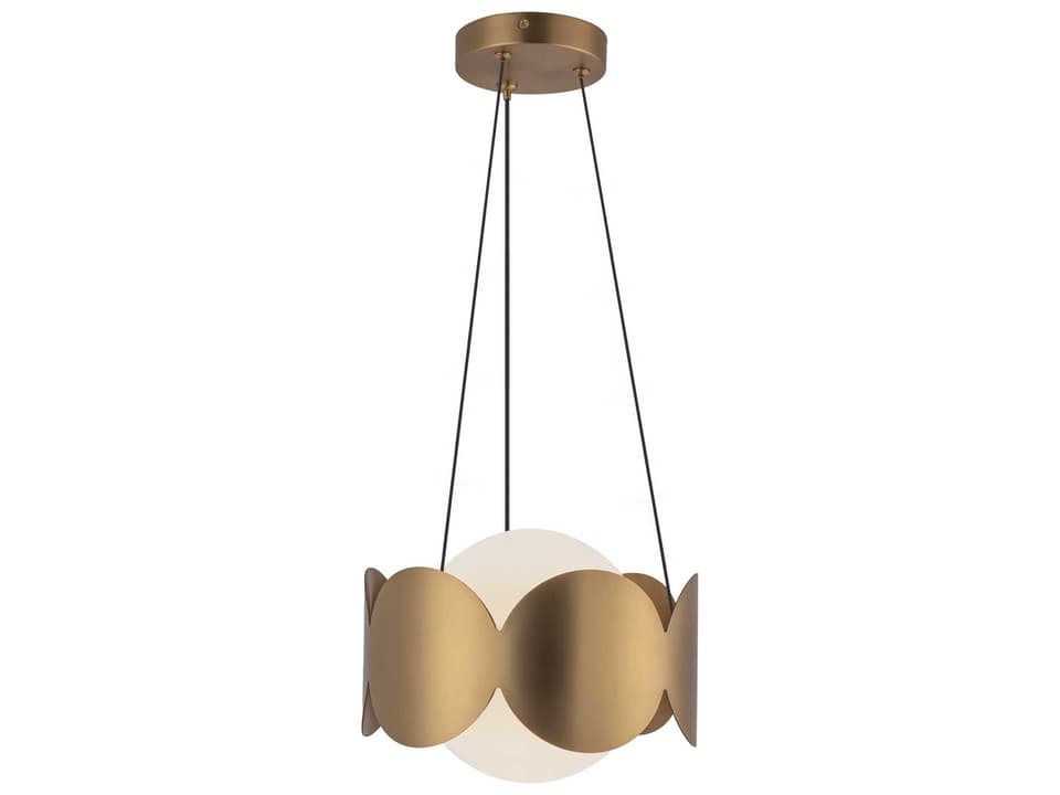 Ciel 1-Light Globe Chandelier in Brushed Gold and Opal Glass