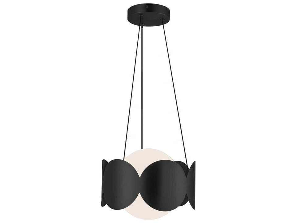 Ciel 1-Light Globe Chandelier in Black with Opal Glass