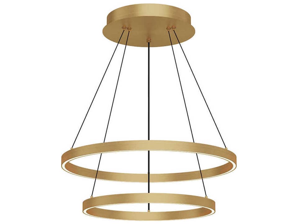 Cerchio 24-Inch 2-Tier LED Chandelier in Brushed Gold