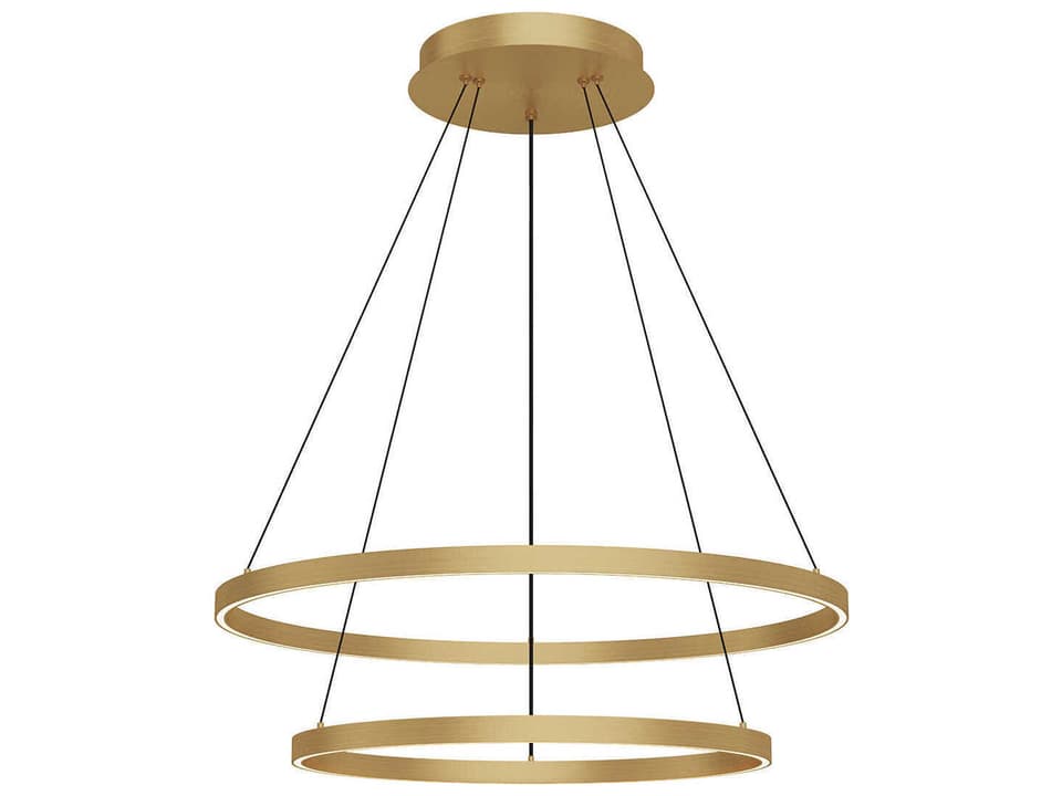 Cerchio LED Round Chandelier in Brushed Gold with Frosted Diffuser