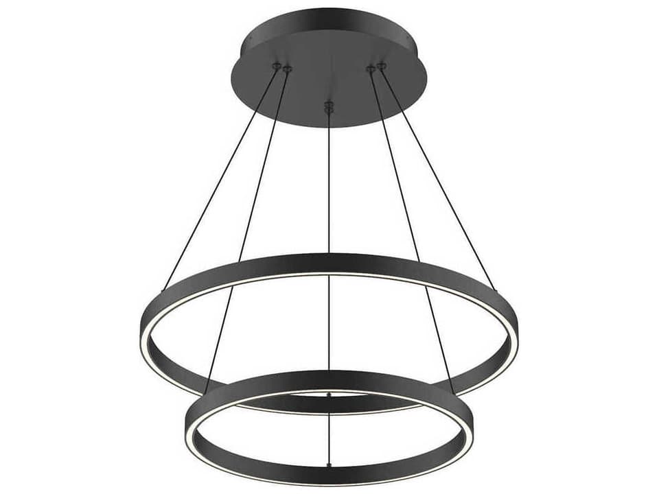 Cerchio 24-Inch Round LED Chandelier in Black with Frosted Diffuser
