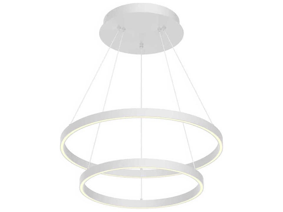 Cerchio 24-Inch 2-Tier LED Chandelier in Matte White
