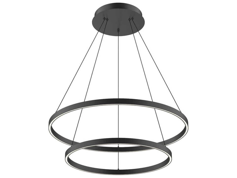 Cerchio 32-Inch LED Chandelier in Black with Frosted Silicone Diffuser