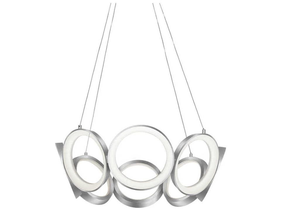 Oros 24-Inch Round LED Chandelier in Antique Silver