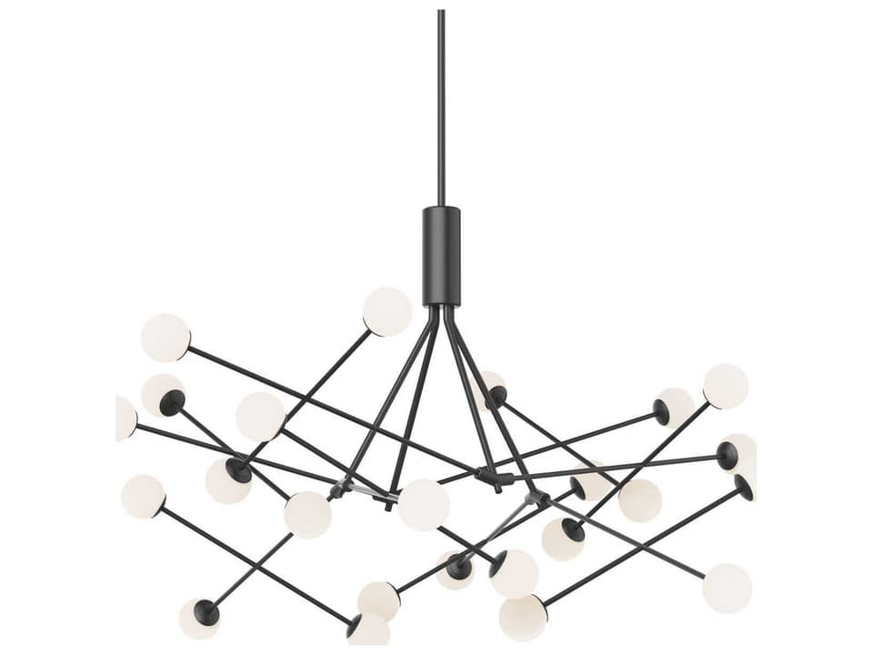 Moto 56-Inch LED Chandelier in Black with Opal Glass