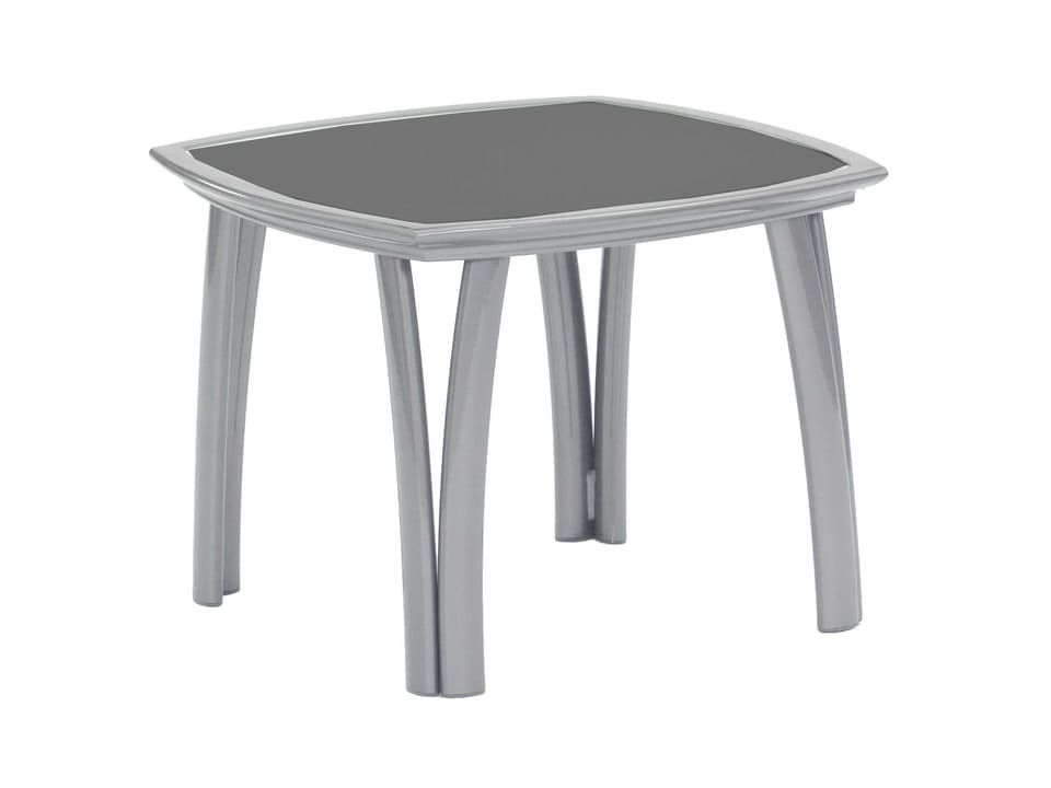 Modone 24-Inch Square Extruded Aluminum Side Table with Glass Top
