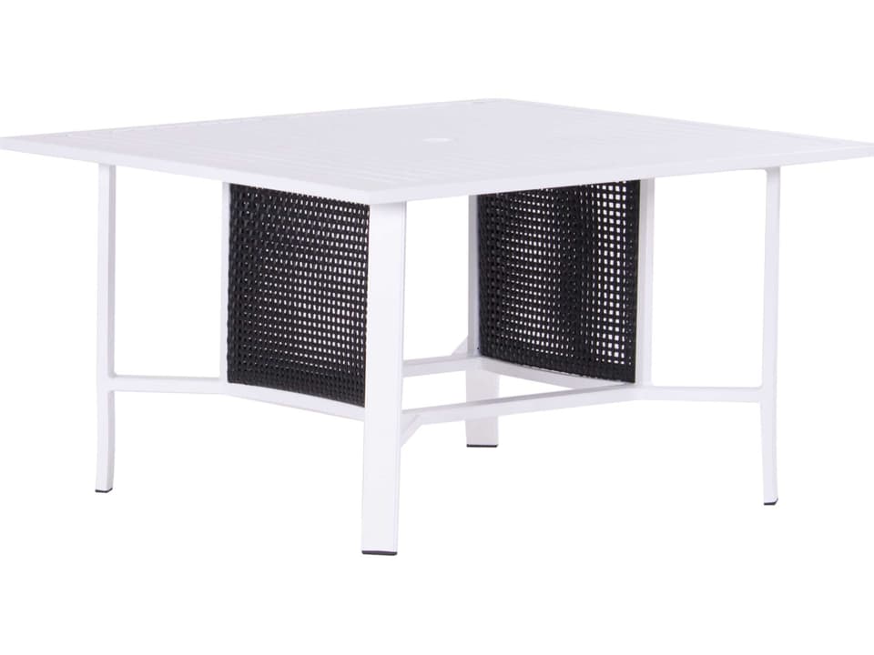 Parkview Woven Wicker Square Outdoor Patio Chat Table with Hole