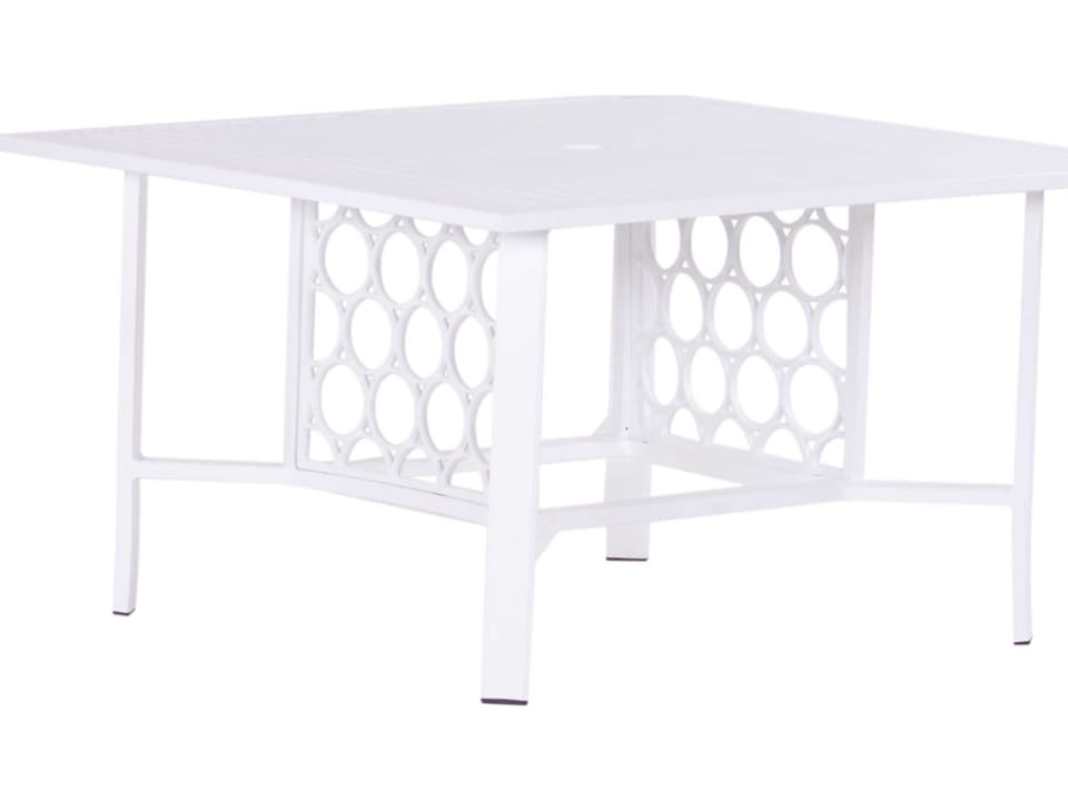 Parkview Cast Aluminum Square Patio Chat Table with Umbrella Hole