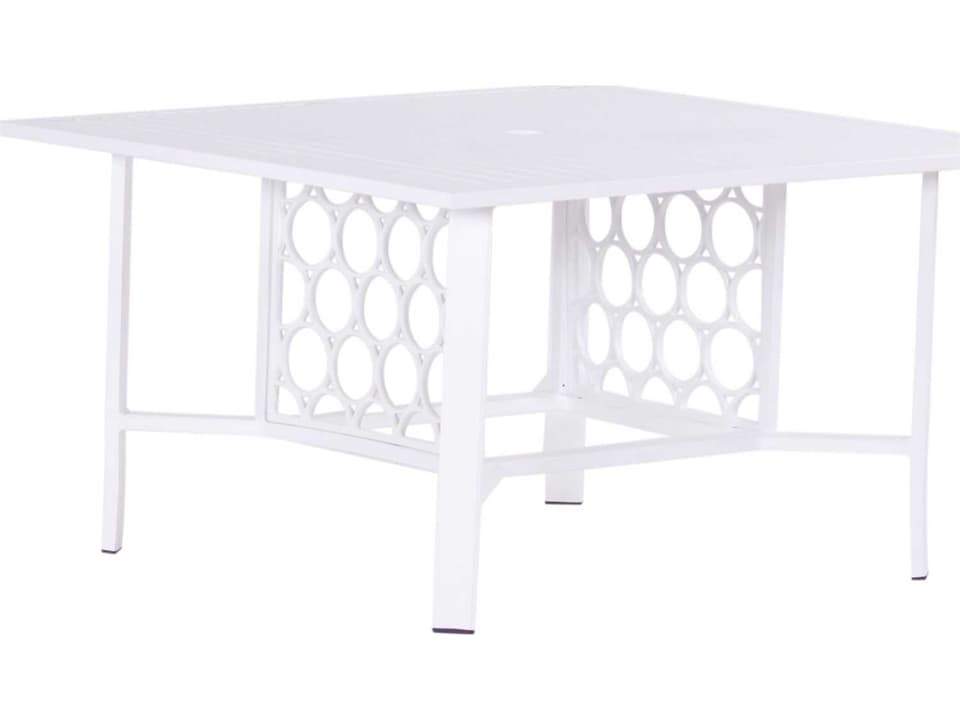 Parkview Cast Aluminum Square Outdoor Dining Table with Umbrella Hole