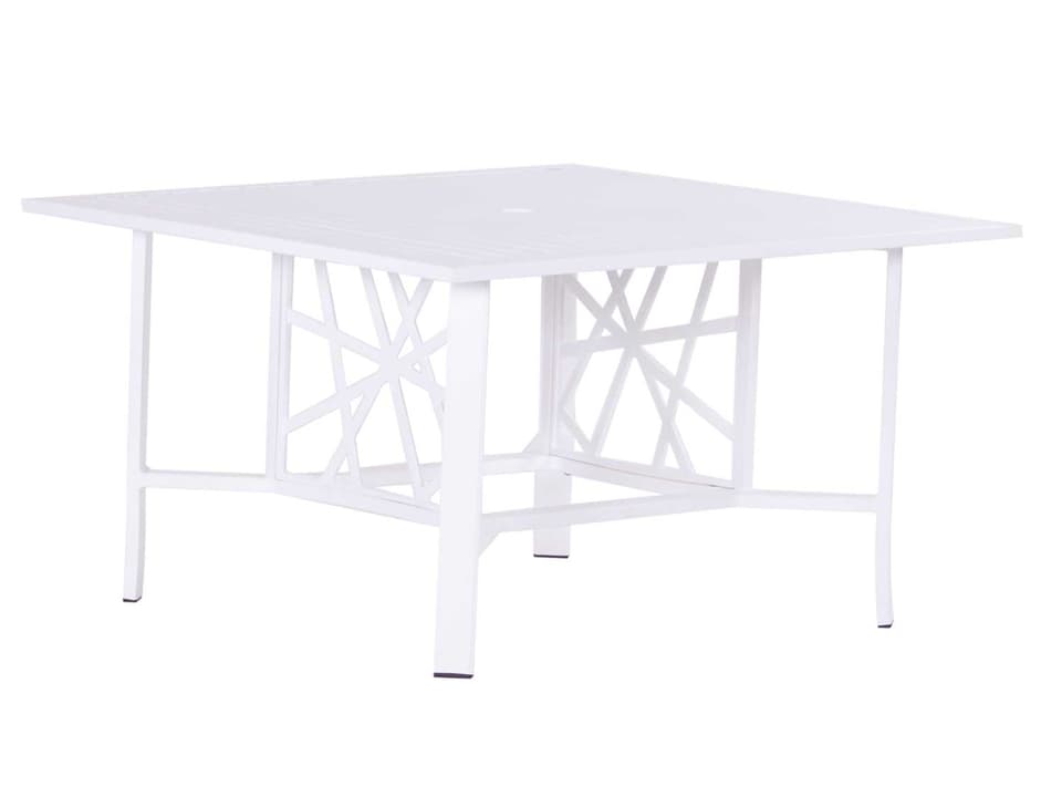 Parkview Knest Cast Aluminum Square Outdoor Chat Table with Umbrella Hole