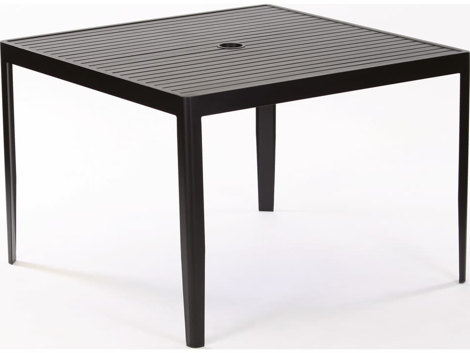 Serene 42-Inch Square Aluminum Dining Table with Umbrella Hole