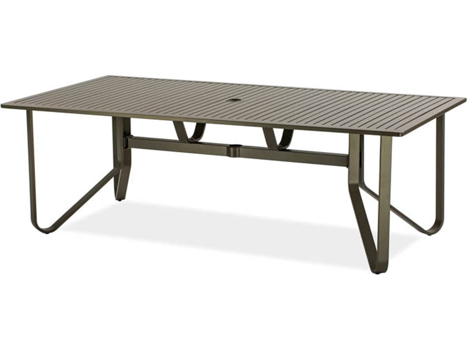 Chapman Extruded Aluminum Rectangular Outdoor Dining Table with Umbrella Hole
