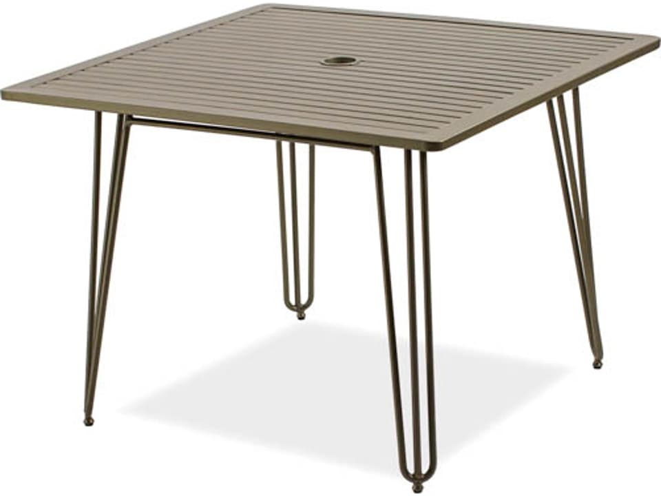 Form 42-Inch Square Aluminum Dining Table with Umbrella Hole
