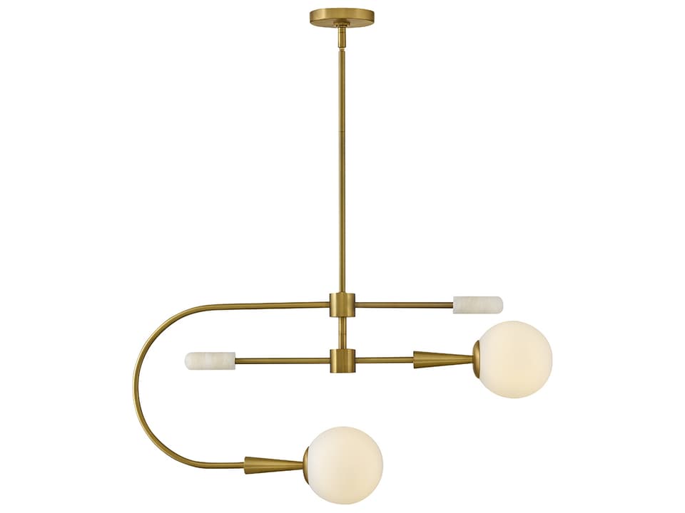 2-Light Maude Globe Chandelier in Lacquered Brass