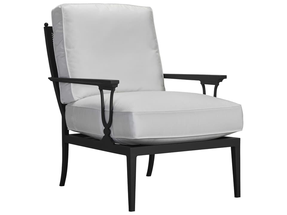 Winterthur Estate Aluminum Lounge Chair with Mesh Back in Obsidian Black