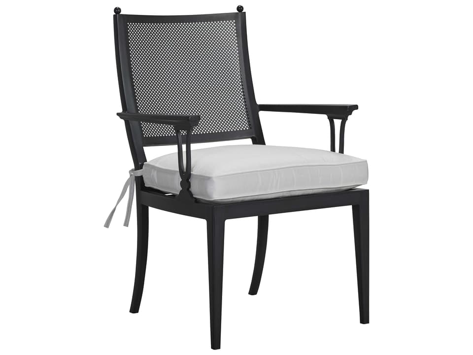 Winterthur Estate Dining Arm Chair with Obsidian Black Aluminum Frame