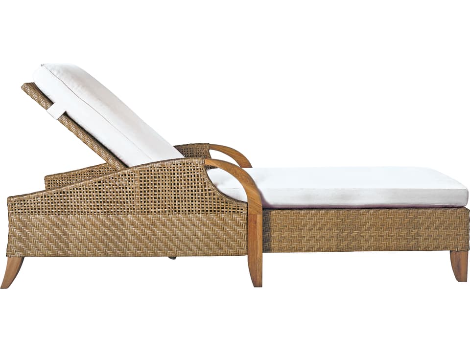 Edgewood Pebblestone Wicker Teak Adjustable Chaise