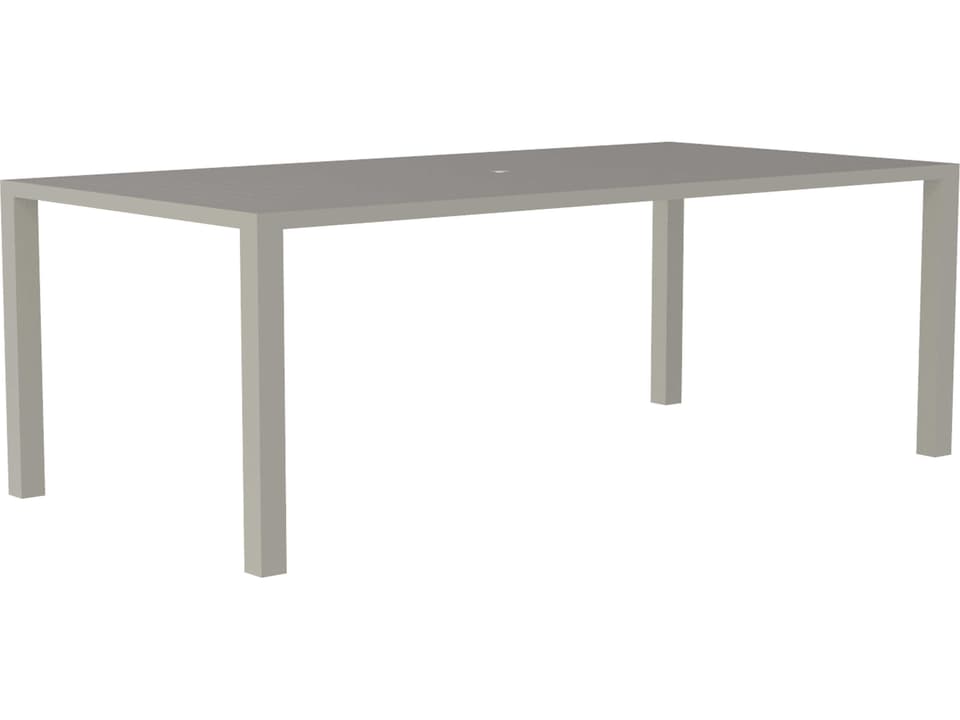 Contempo 84-Inch Rectangular Aluminum Dining Table with Umbrella Hole