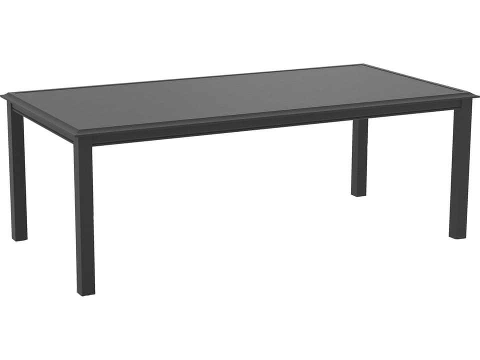 Livingston 84-Inch Rectangular Aluminum Dining Table with Umbrella Hole