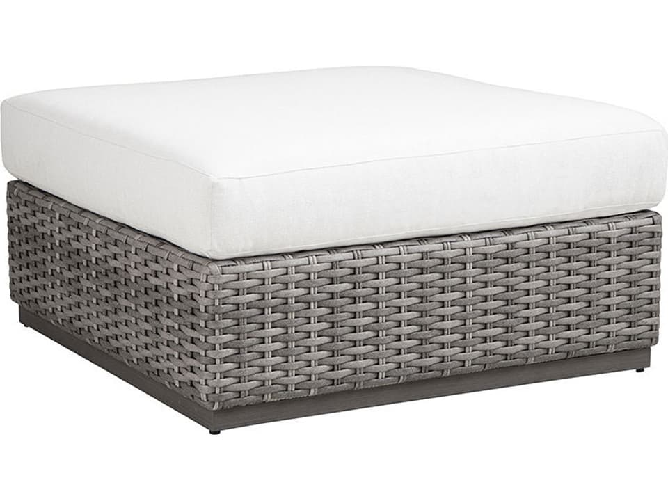 Hyannis Wicker Ottoman in Nantucket Fog