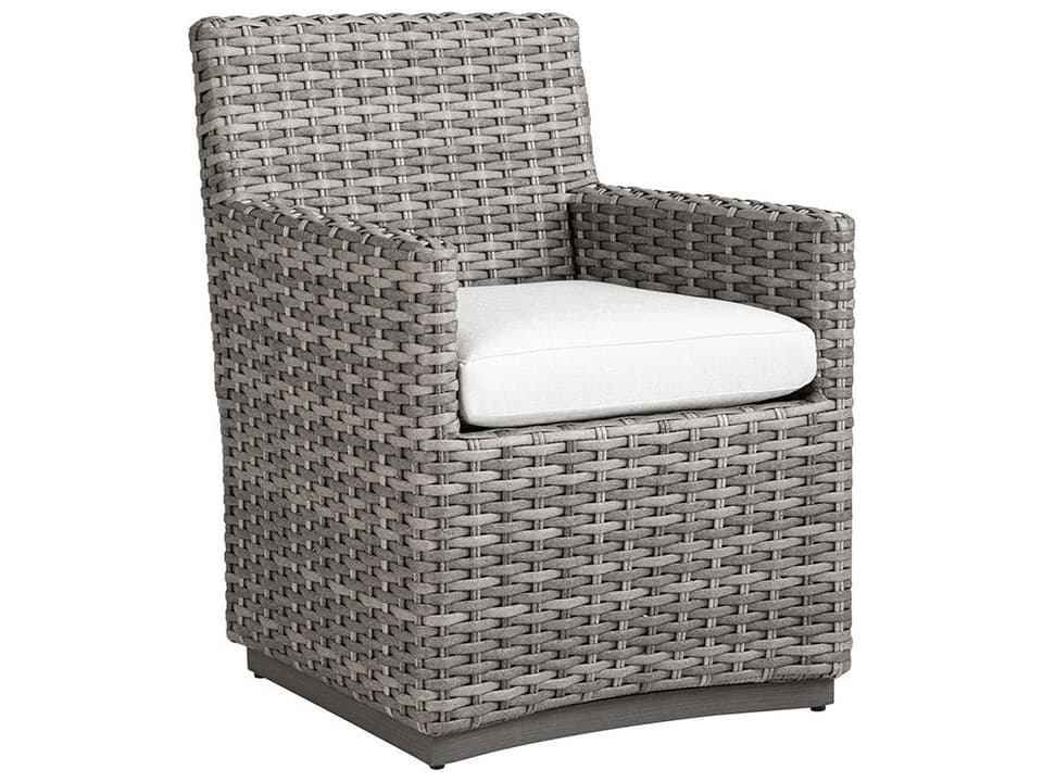 Hyannis Wicker Dining Arm Chair with Resysta Base in Nantucket Fog