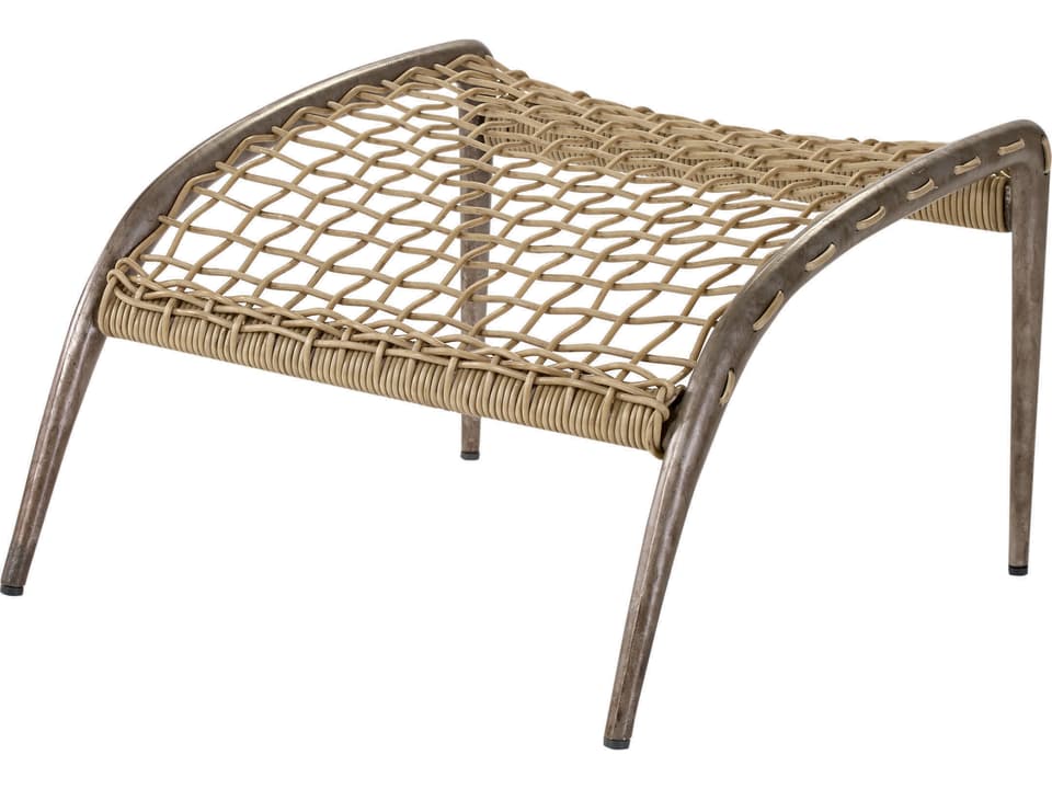 Hemingway Cast Aluminum Woven Canted Ottoman Gun Metal