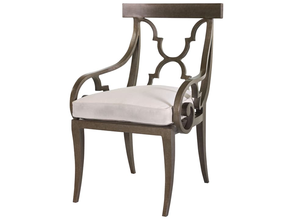 Hemingway Aged Gunmetal Aluminum Florentine Dining Arm Chair