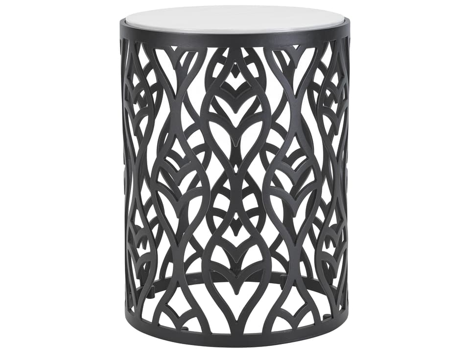 Hemingway Plantation Round Cast Aluminum Accent Table in Black Truffle