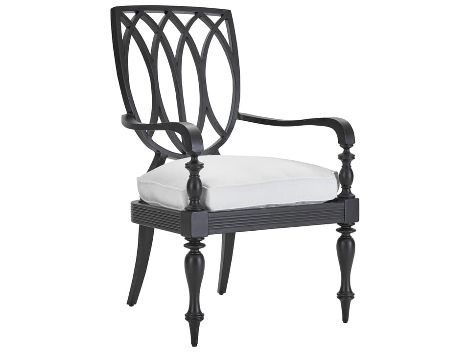 Hemingway Plantation Cast Aluminum Dining Arm Chair in Black Truffle