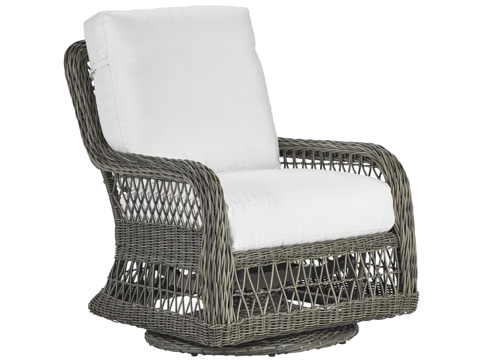Mystic Harbor Wicker Swivel Glider Lounge Chair in French Grey