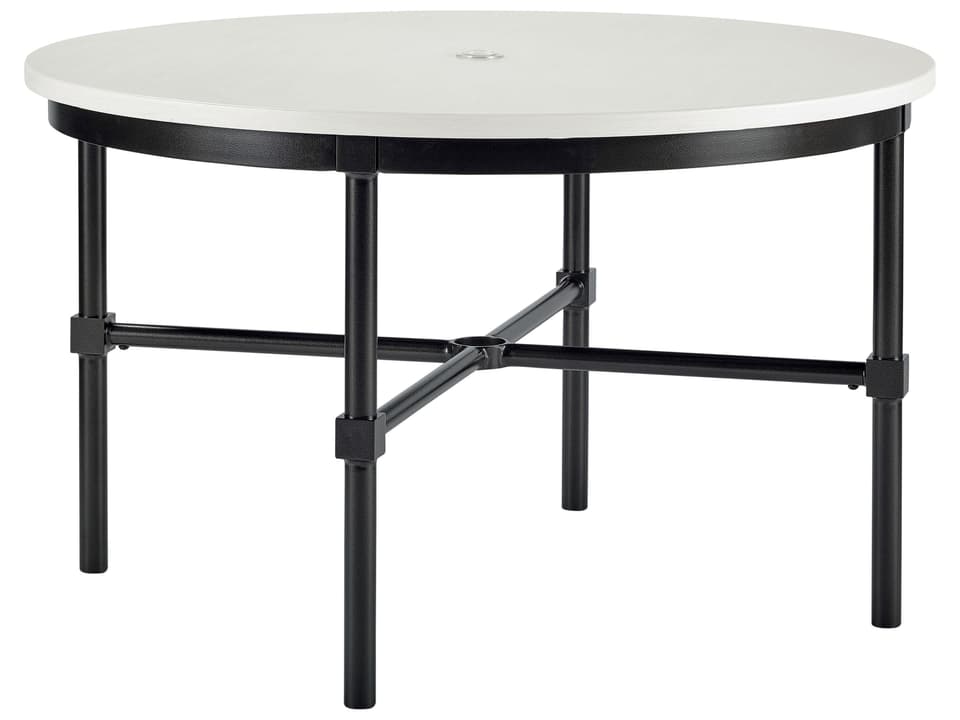 Langham 48-Inch Round Dining Table with Umbrella Hole in Dark Bronze
