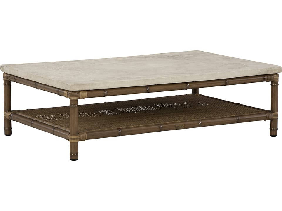 Brooks by Celerie Kemble Rectangular Lava Stone Top Coffee Table in Barley