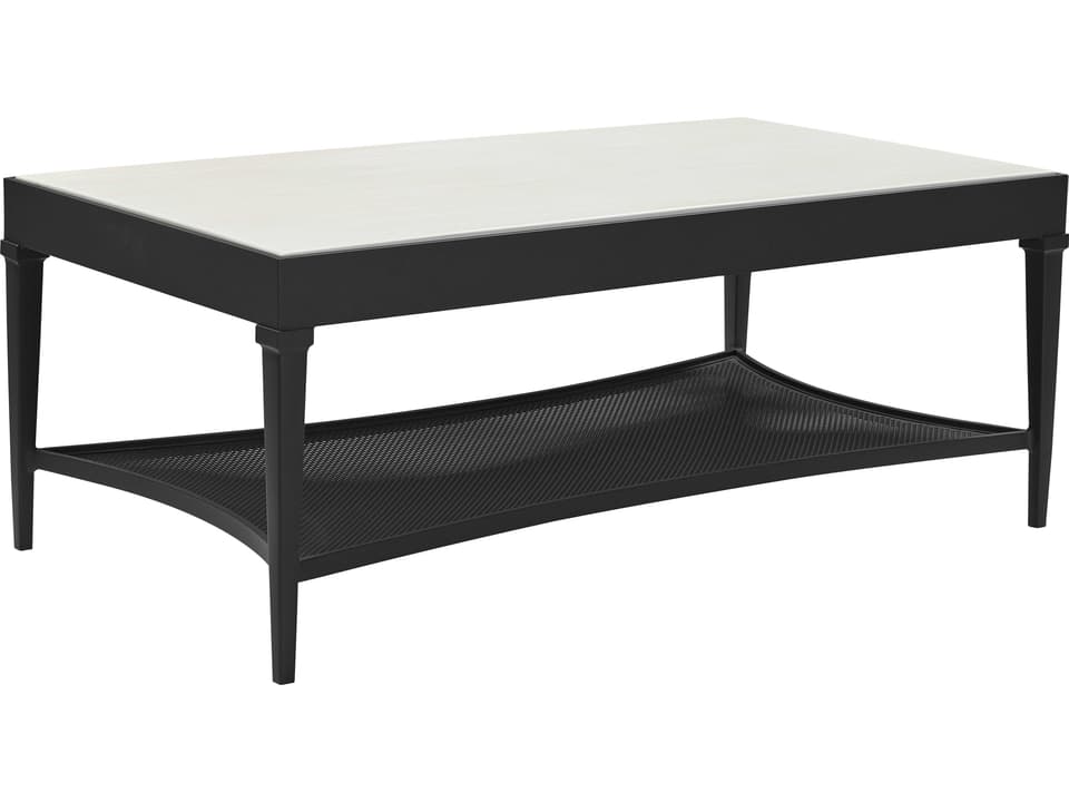 Winterthur Obsidian Black Aluminum Rectangular Outdoor Patio Coffee Table