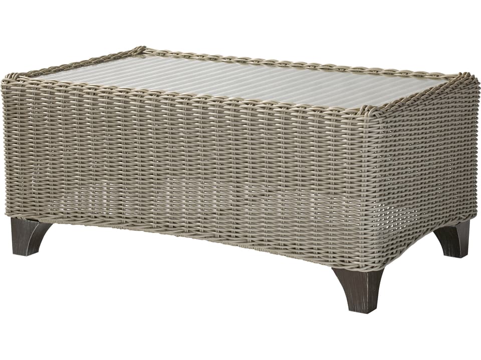 Requisite 42-Inch Rectangular Wicker Coffee Table with Glass Top
