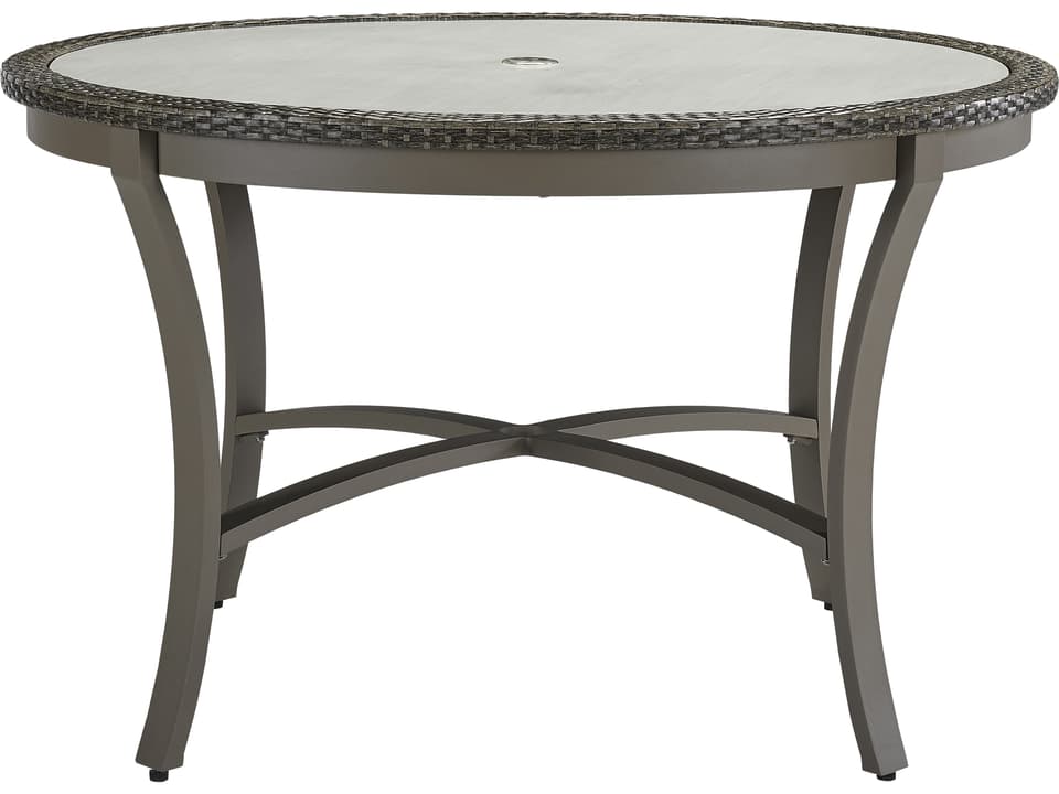 Oasis Ash Wicker 48-Inch Round Dining Table with Umbrella Hole