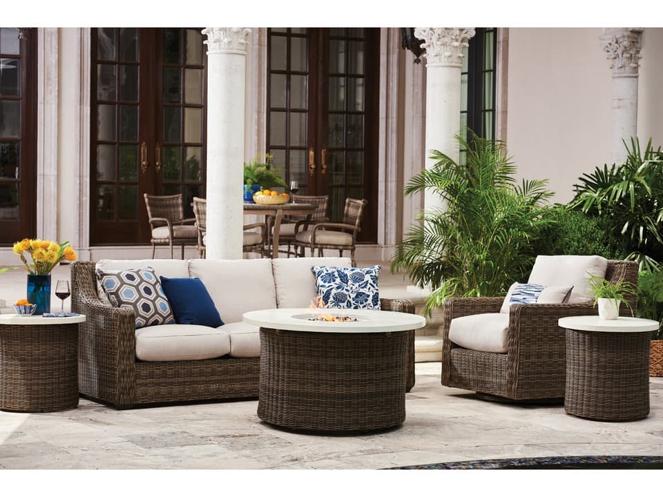 Oasis Wicker Fire Pit Patio Lounge Set