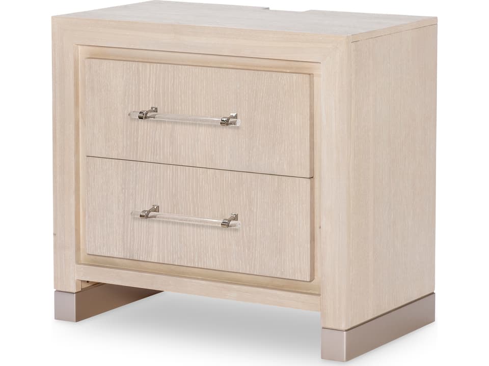 Bliss 2-Drawer Nightstand in Soft Cashmere with USB Charging