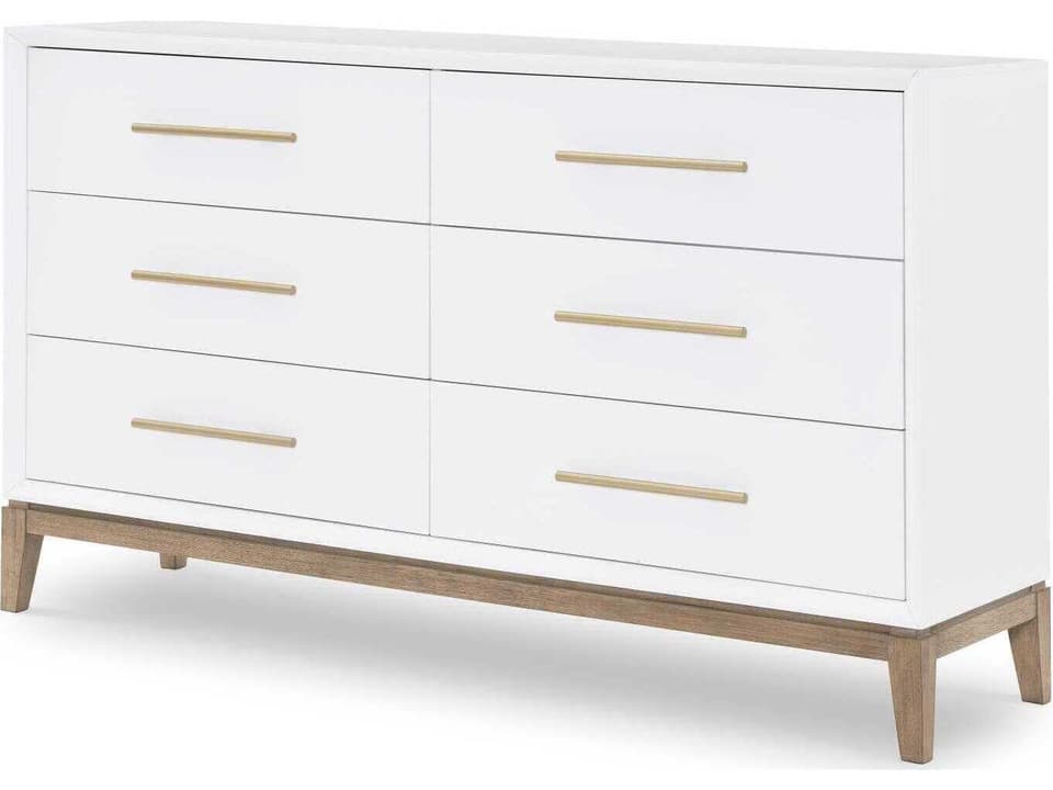 Melrose 6-Drawer Dresser in Cloud White and Desert Oak