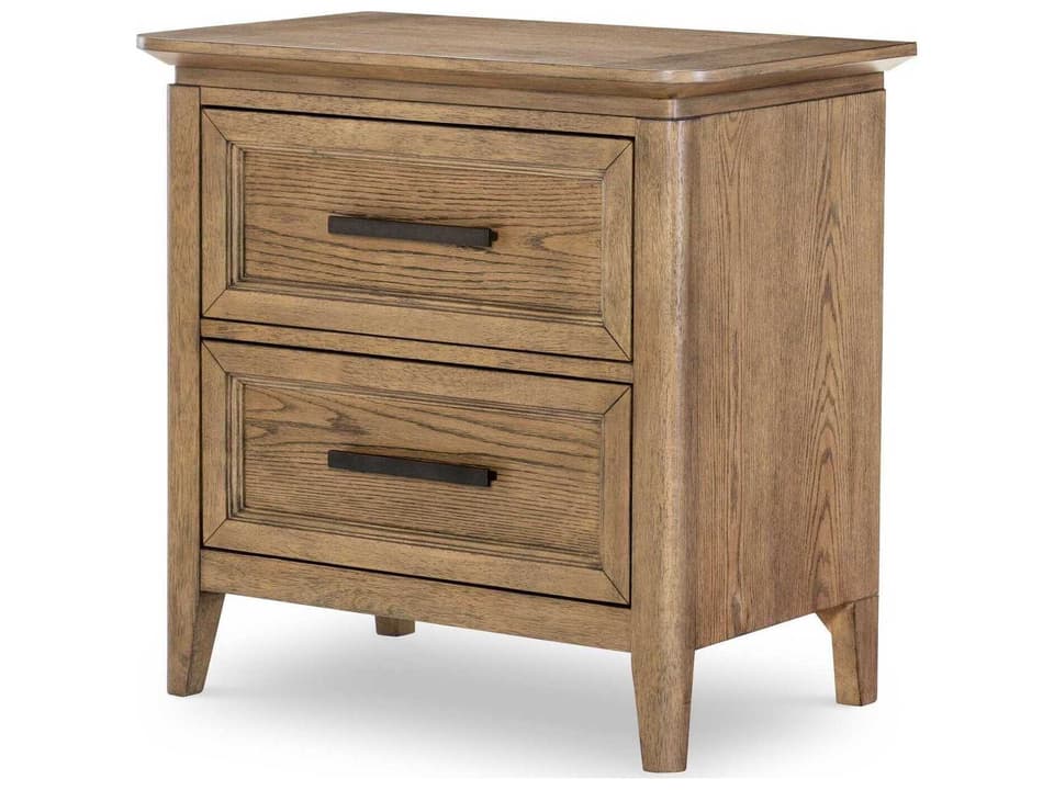 Beacon Hill 2-Drawer Nightstand with Power Outlet in Dusted Barley