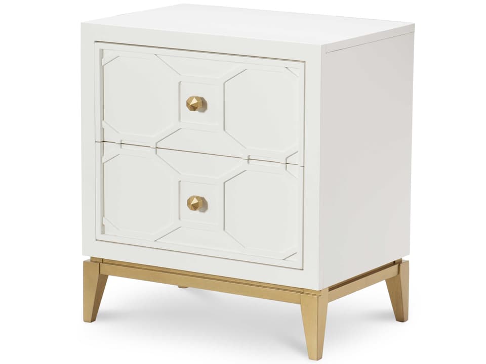Chelsea 2-Drawer Nightstand with Decorative Lattice in White