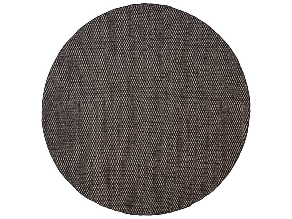 Asko Round Area Rug Handwoven Wool and Cotton Black