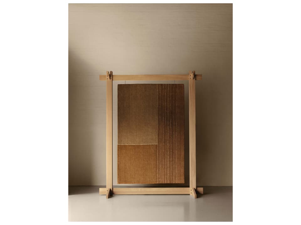 Drift Line Hand-Knotted Wool Area Rug in Terracotta