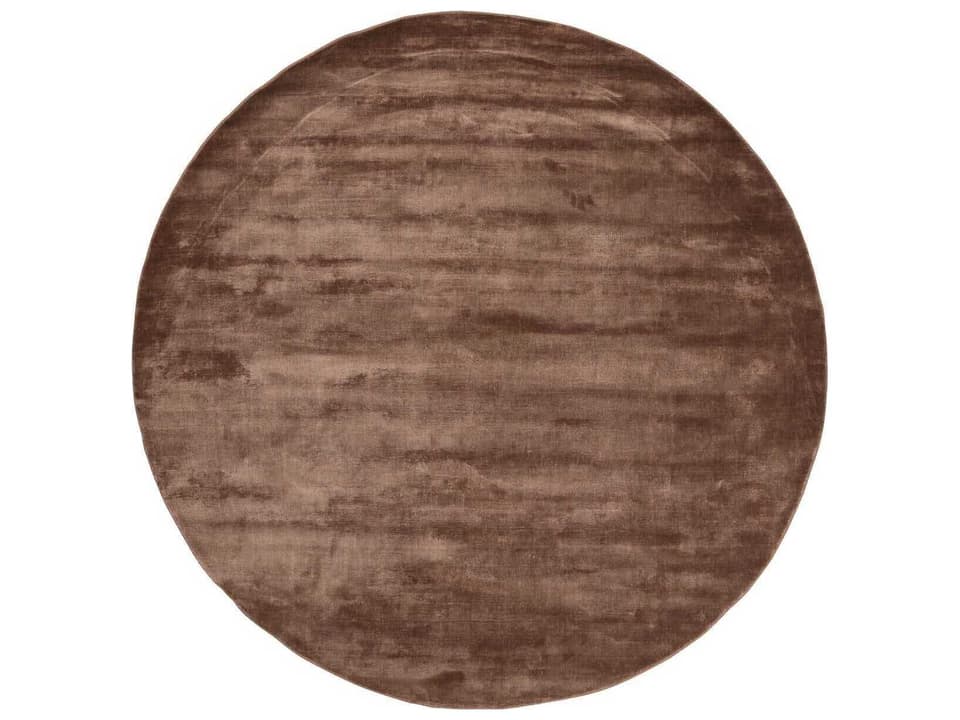 Lucens Viscose Round Area Rug Amber Hand-Loomed