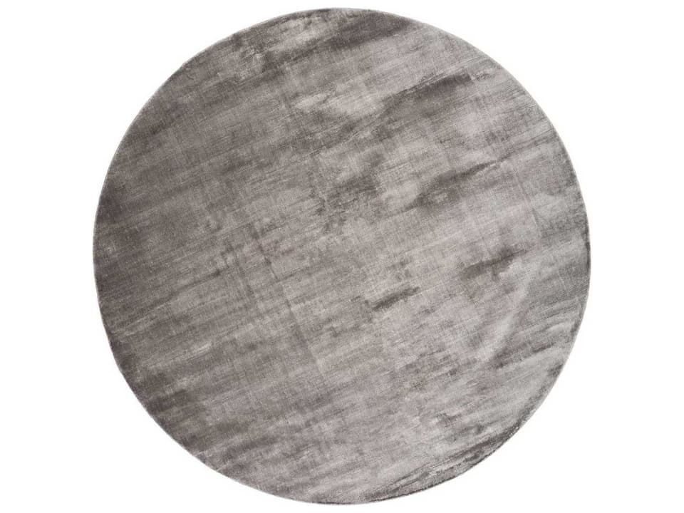 Lucens Viscose Handloom Round Area Rug in Grey