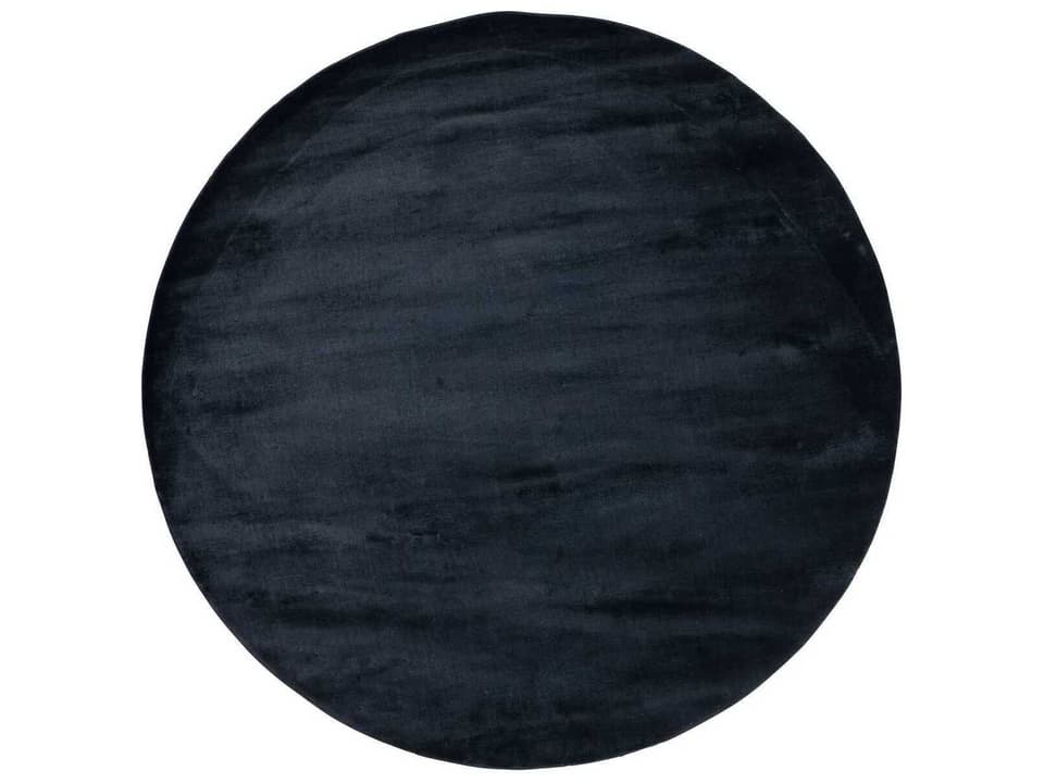 Lucens Hand-Loomed Viscose Round Rug in Navy