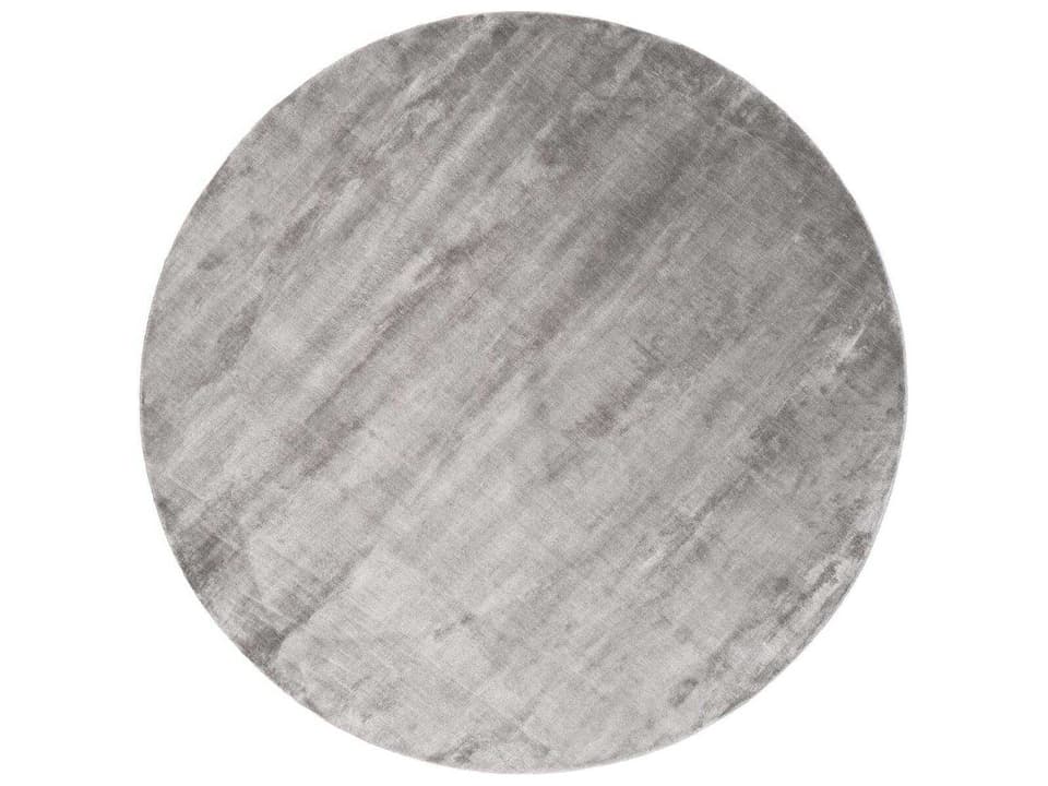 Lucens Round Viscose Area Rug in Silver
