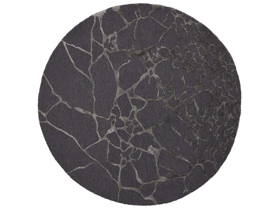Marmo Abstract Area Rug in Charcoal Wool and Viscose