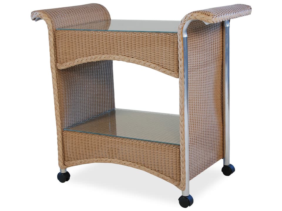 Lloyd Loom Castered Wicker Serving Cart with Glass Tops