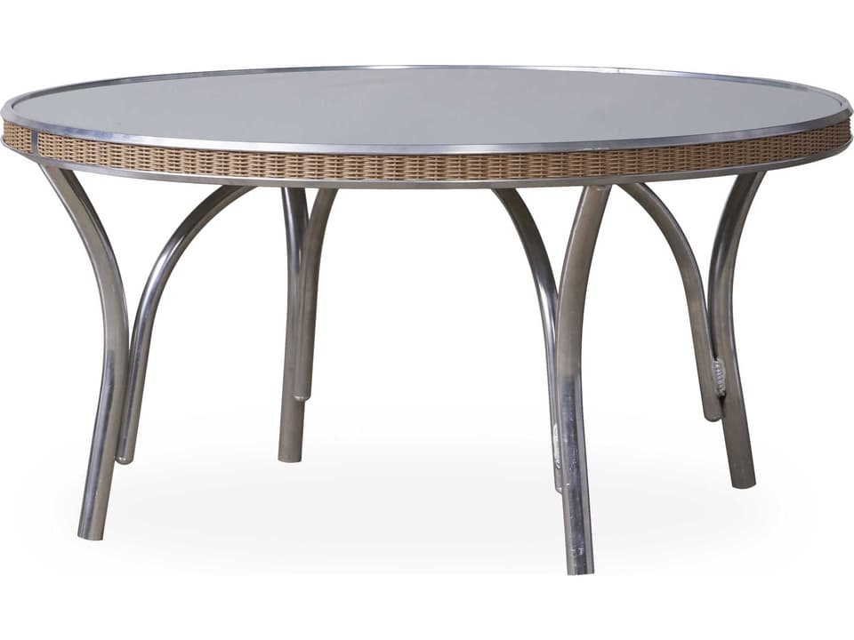 All Seasons Round Lloyd Loom Wicker Coffee Table with Taupe Glass Top