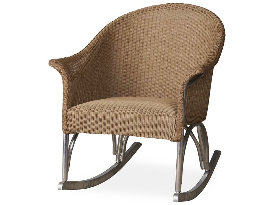 All Seasons Outdoor Wicker Lounge Rocker with Padded Seat